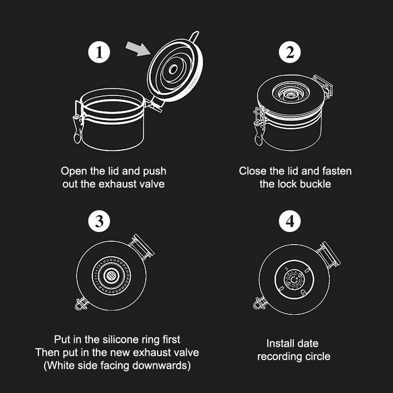 1.2 1.5 1.8L Coffee Bean Jar Airtight Canister Sealed Stainless Steel With Spoon One Way Valve Cannister Coffee Storage Kitchen