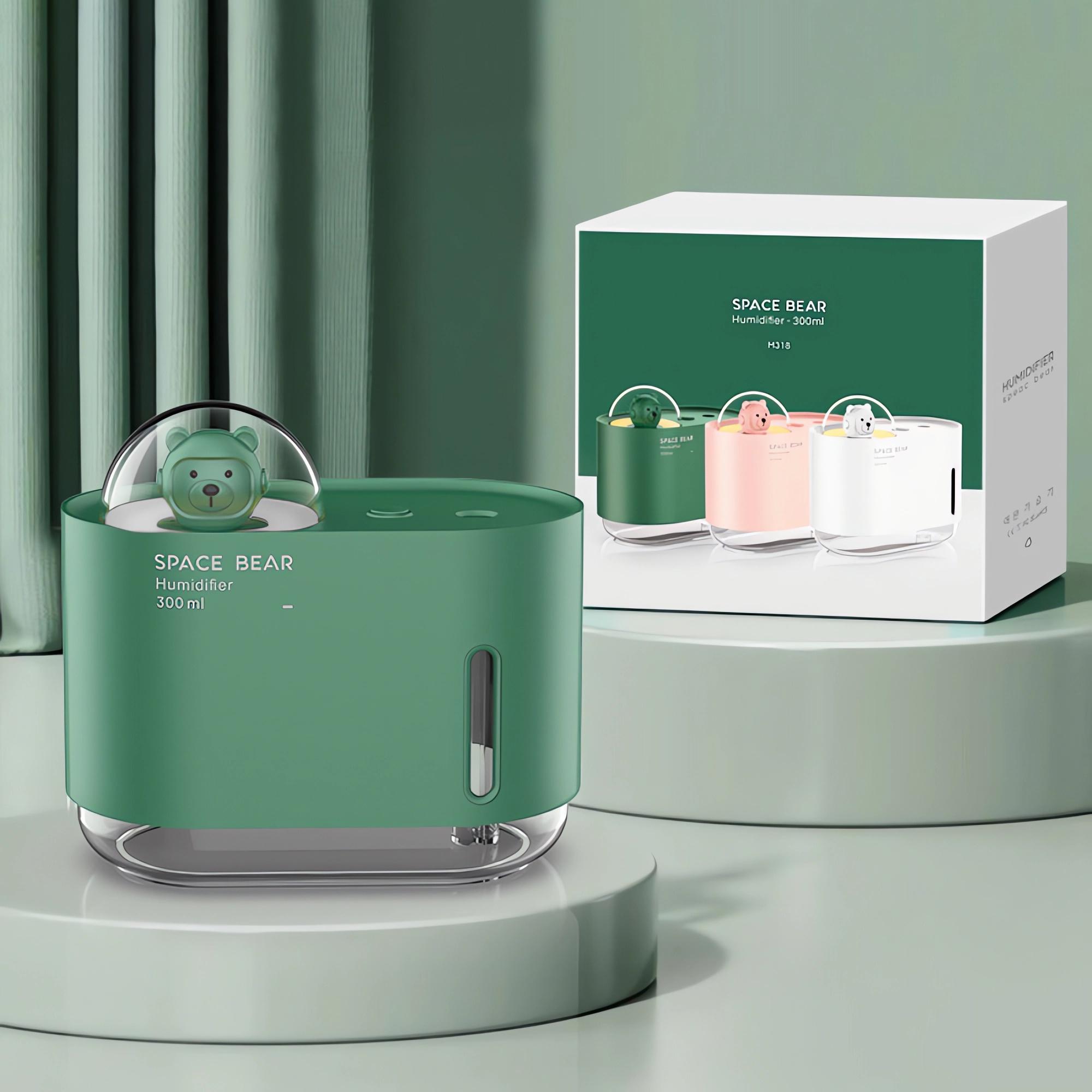 

Новый увлажнитель воздуха Space Bear с цветным атмосферным светом USB, настольный, домашний, портативный, детский, ароматерапевтический, креативный, спрей-туман зелёный