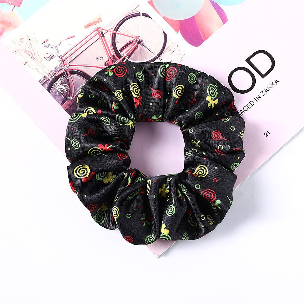 New Satin Printed Flower Floral Scrunchie Women Girls Elastic Hair Rubber Bands Accessories Tie Hair Ring Rope Holder Headdress
