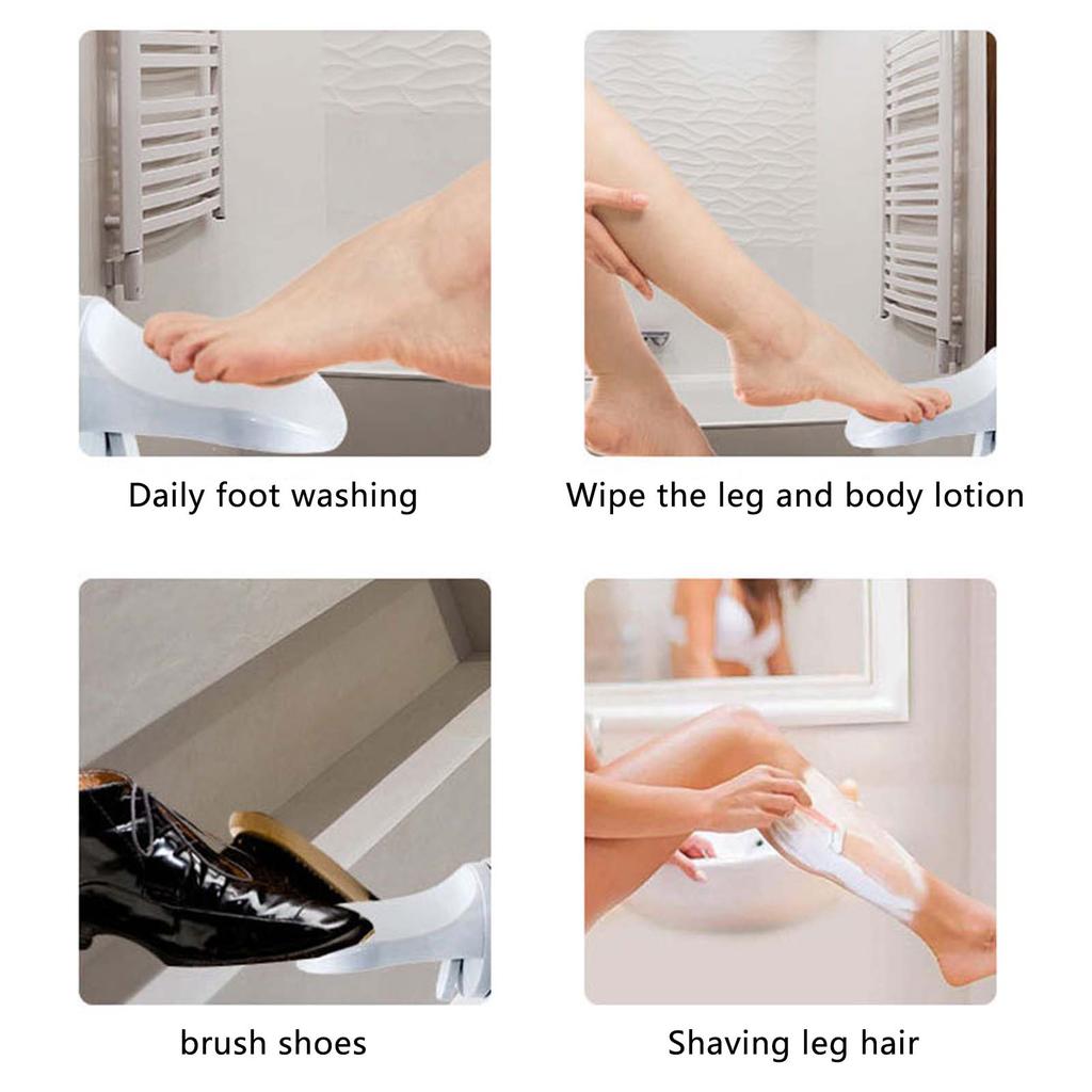 Plastic Shower Foot Rest Portable Bathtub Stool Step Aid Grip Holder Suitable for Cutting Nails Brushing Shoes