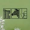 3-Piece Modern Minimalist Lines Metal Wall Art Set - Featuring Animals and Letters | Stylish Decoration for Office and Home