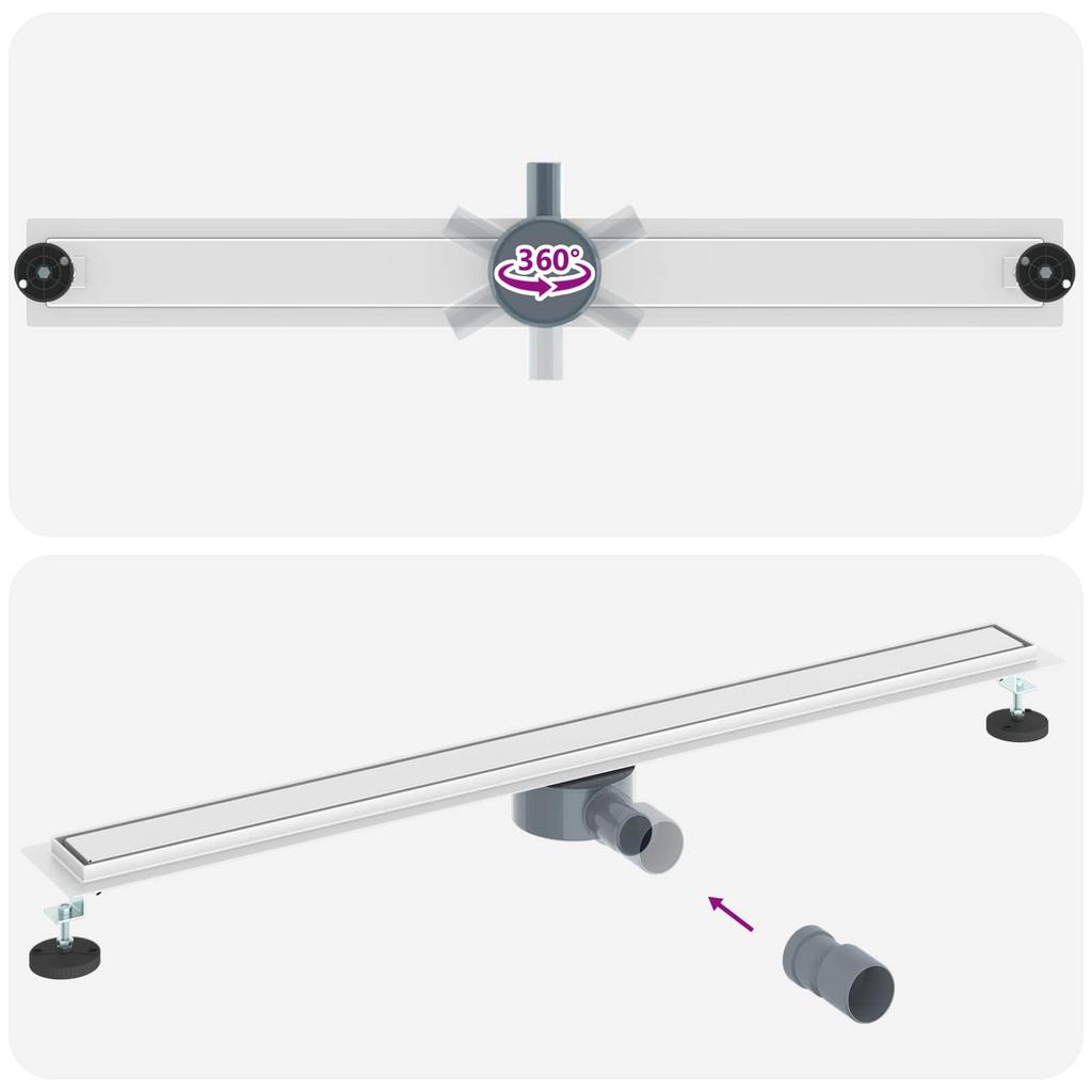 2 in 1 Shower Drain with 360 degrees Siphon Silver 100 cm Stainless Steel 304