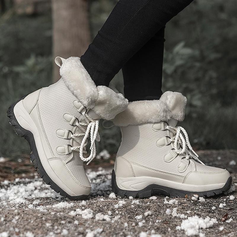 High-top Velvet Thickened Cold-proof and Warm Cotton Shoes Outdoor Non-slip and Wear-resistant Mountaineering Boots Snow Boots