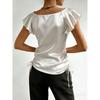 Neues Satin-V-Ausschnitt-Rüschen-Kordelzug-Oberteil im französischen Stil für Damen, Modebluse im europäischen amerikanischen Stil