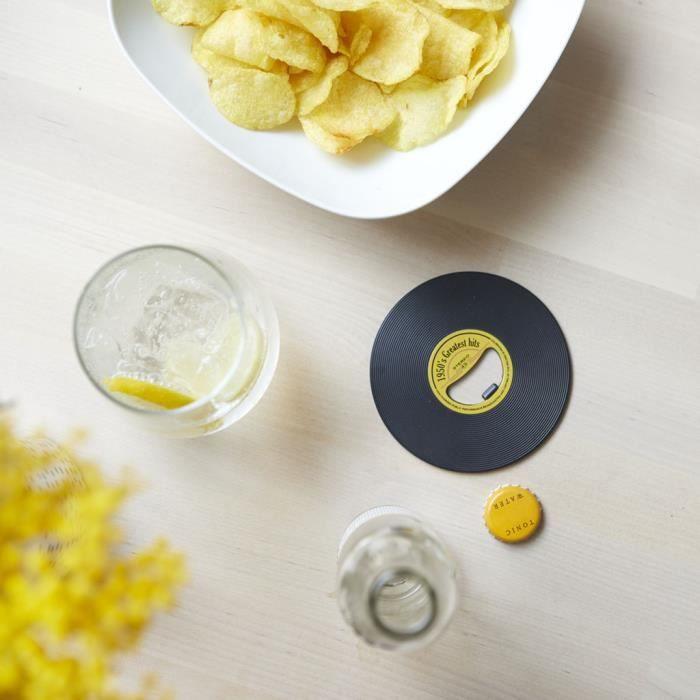 Décapsuleur - Balvi - LP - Zinc noir/jaune - Vintage - 10 cm x 0,2 cm