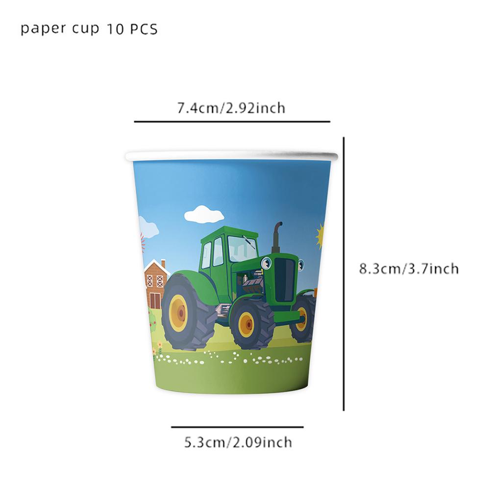 New 51PCS Farm Tractor Party Tableware Included Plates, Cups, Napkins, a Tablecloth