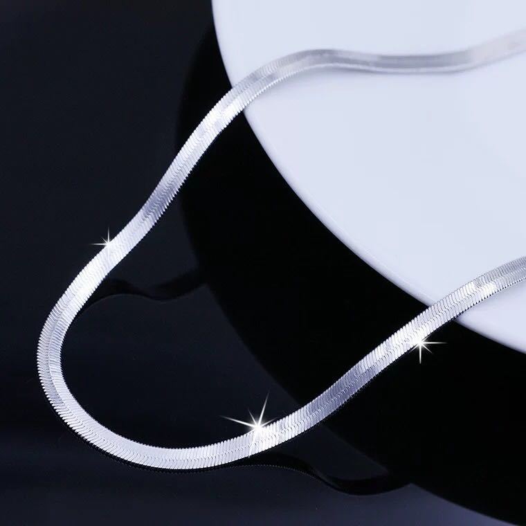 S925 Silver Plated 4MM Blade Necklace for Men and Women, Flat Snake Bone Chain