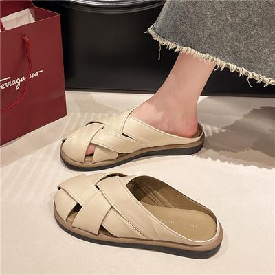 New Baotou Slippers Women's 2025 Summer Casual Flat Beach Half-drag Women's Fashion Versatile Sandals Women's Shoes