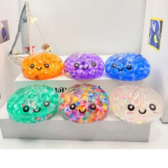 Squeeze Toy Soft Durable TPR with Sequins Stress Relief Toy Portable Baozi Shape Party Game Toy for Adult