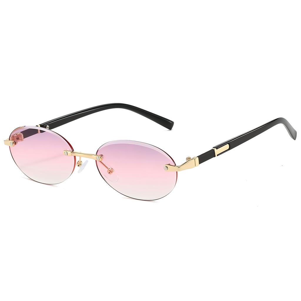 Vintage Rimless Metal Shades Ins Brand Design Women's Vacation Beach Sunglasses New Fashion Driving Decor Sun Glasses