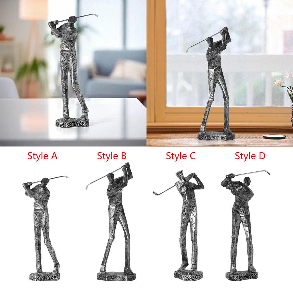 Golfová socha Socha golfisty Ozdoba Dekorace Golfová hůl Pryskyřičná figurka