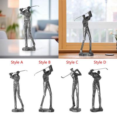 Resin Figurine Abstract Character Crafts Desk Golfing Statue Golfer Sculpture for Cabinet Window Housewarming Office Golf Lover