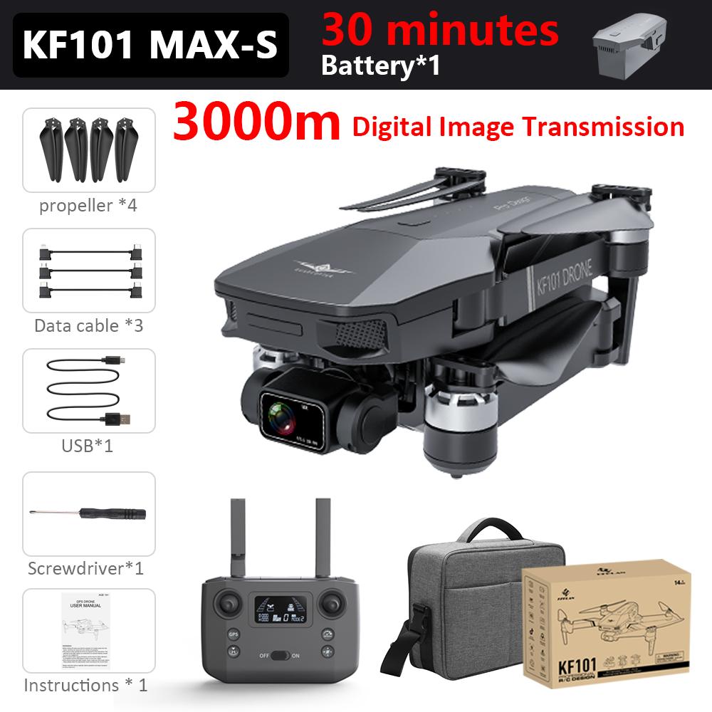 New KF101MAX-S 3km Digital Image Transmission FPV Drone GPS Obstacle Avoidance HD UAV 3-Axis Mechanically Gimbal Quadcopter Toys