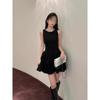 Fine Flash Diamond Collar Thousand Gold Small Black Dress Vest Dress Dress Women's Summer Temperament Waist Birthday Date Cake Short Skirt