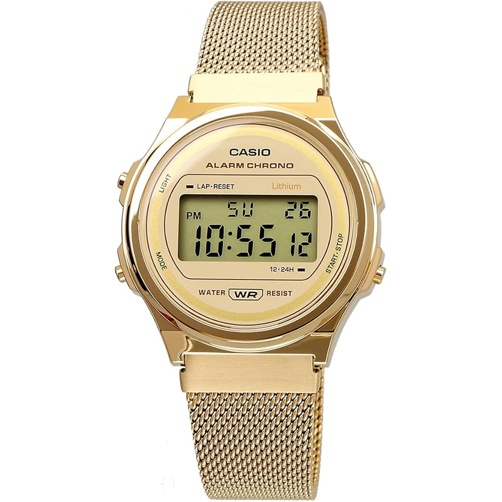 Casio Standard Vintage A171WEMG-9A Analog Watch Gold Stainless Steel Case Water Resistant
