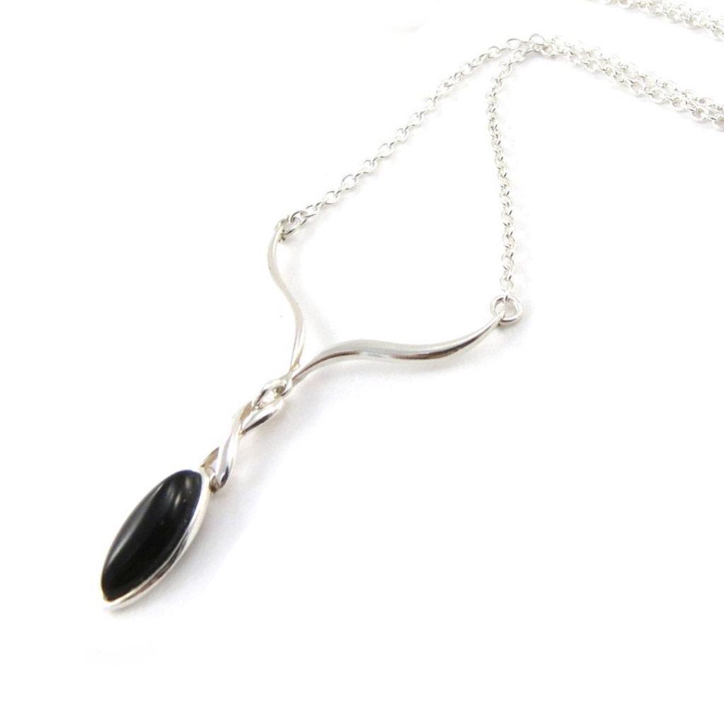 Les Trésors De Lily [J0875] - Silver Necklace 'Jesse Noir De Jais' Silver-black (rhodium-plated) - 45x30 Cm