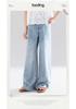 Summer Rhinestone Girls' Wide-Leg Jeans: Loose, Versatile, Straight-Leg Long Pants