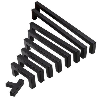 Black Stainless Steel U-Shaped Square Handle for Cabinet, Wardrobe, and Drawer