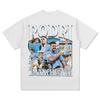 T-shirt Casual en Coton à Manches Courtes Oversize Graphique Collage des Moments Forts de la Carrière de la Star du Football de Manchester City Blanc Classique Rodri