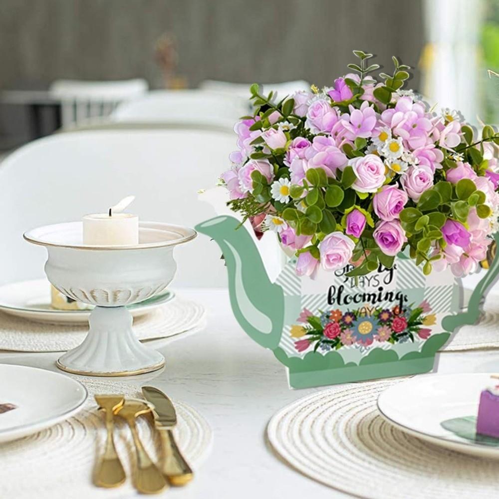 8pcs Floral Teapot Paper Teapot Flower Boxes Party Supplies  Mother's Day Celebration