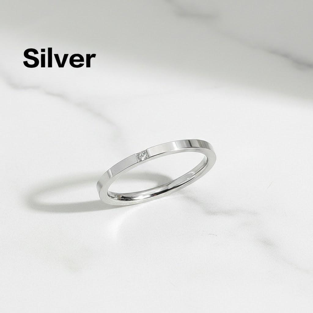 

Stainless Steel Cubic Zirconia Rings Jewelry Women Girls Office Rose Gold Finger Rings 1Pc