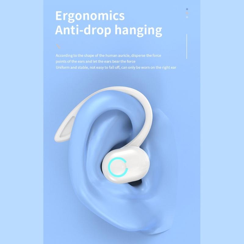 Wireless Earbuds with Earhooks Bluetooth-compatible Single Earphone Business Headphone Over Ear Buds Long Battery Life