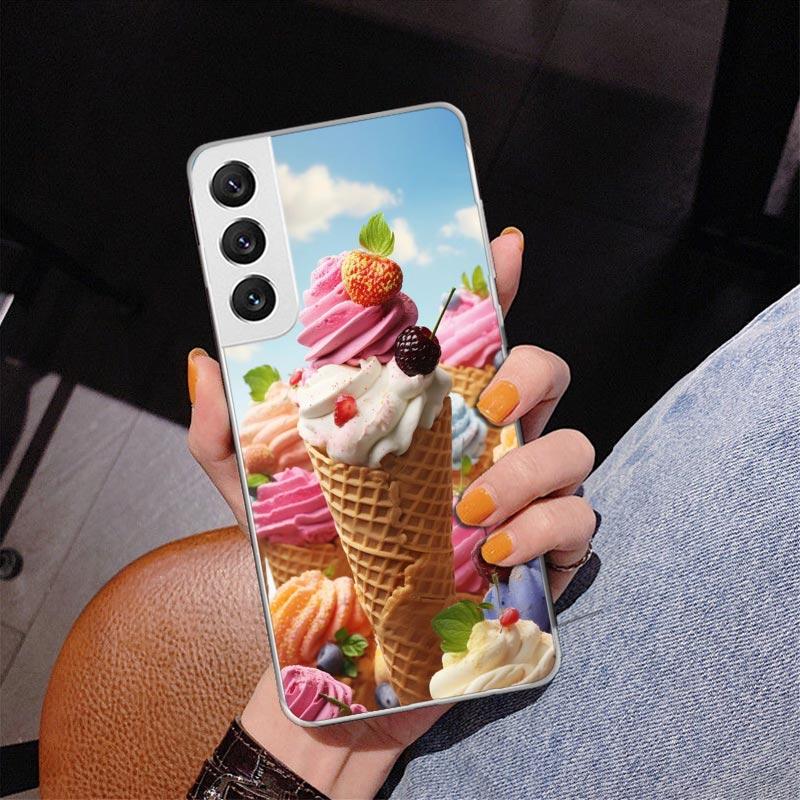 Macaron Eiscreme Kuchen Donut Handyhülle Für Samsung Galaxy S24 S25 Edge S26 Ultra S23 S22 S21 Plus S20 FE + Personalisierter Aufdruck
