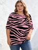 Large Size - Pink Zebra Print Women's Short-sleeved T-shirt Double-sided Full-print Casual Sports Top