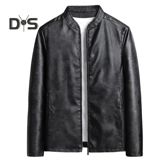 

Мужская куртка из искусственной кожи с воротником-стойкой, длинным рукавом, застежкой-молнией, ветровка с карманами, модное пальто L чёрный