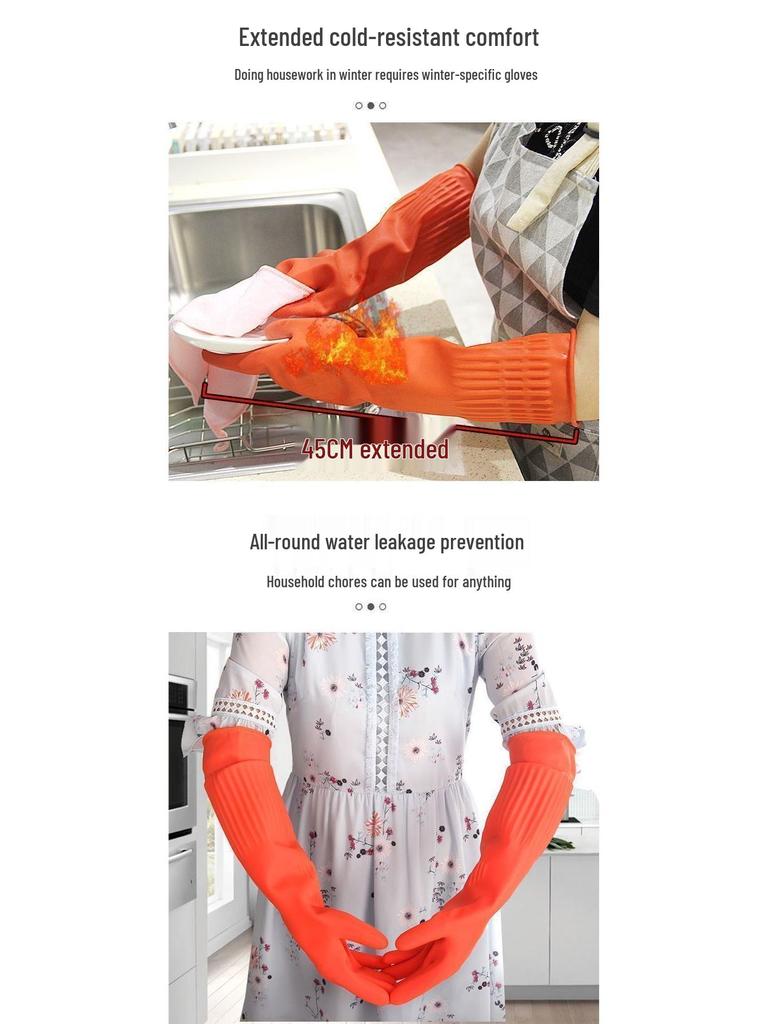 Pogrubione Wodoodporne Zimowe Rękawice do Zmywania Wyściełane Fleece