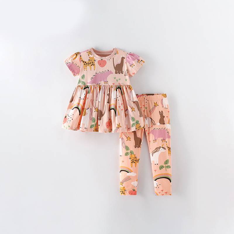 Summer Kids Set With Cotton Fabric For Girls