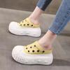 Fashion 9CM Synthetic Microfiber Leather Chunky Sneakers Slippers Platform Wedge Sandals Slipper Flats Summer Women Hollow Sneaker Shoes