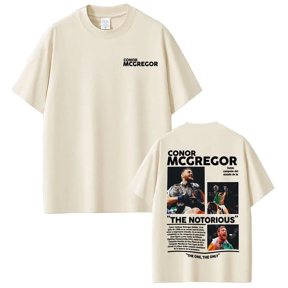 Conor Mcgregor The Notorious Camisetas de Merchandising Ropa Unisex Harajuku Genial Camisetas de Calle 100% Algodón Camiseta Holgada Oversize 4XL beige