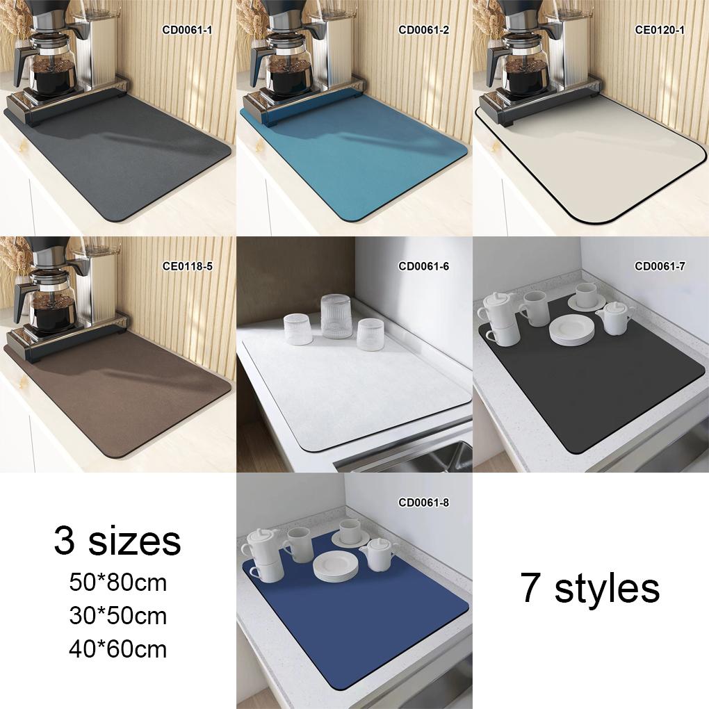 Black Exquisite Dish Drying Mat For Clean And Tidy Countertop Table Decoration Accessories Absorbent Mat Kitchen