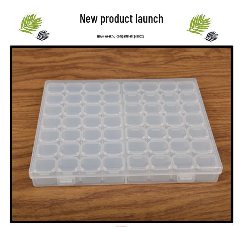 Portable 56-Compartment Two-Week Pill & Nail Art Storage Box