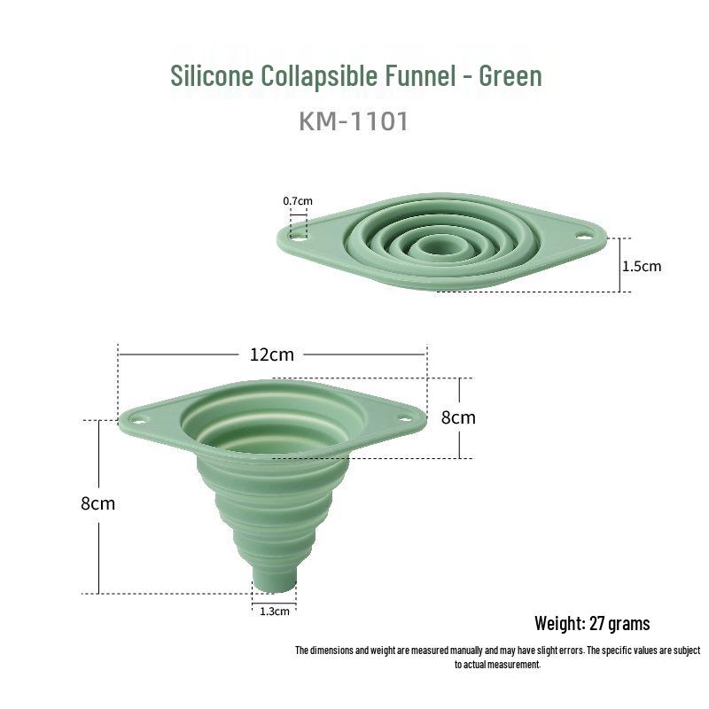 

Silicone Retractable Funnel: Kitchen, Wine, and Oil Folding Funnel - Food Grade, Small Size.