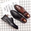 Fashion Size 38-46 Retro Men Fashion Block Shoes Men Casual Comfortable Lace Leather Shoes Men Business Office High Quality Formal Shoes