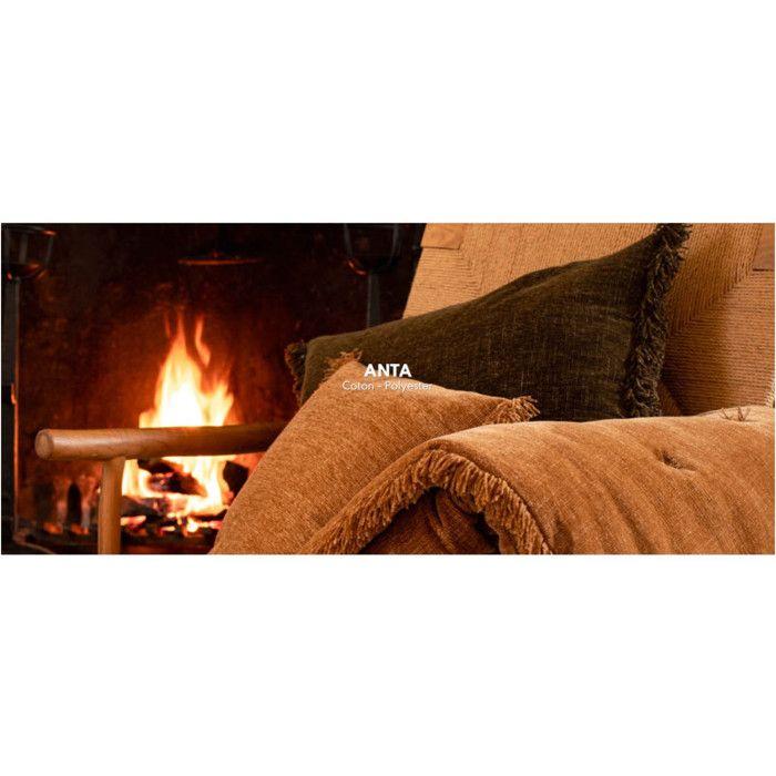 Housse de coussin + franges "Anta" + coussin de Garnissage "Anouk" Vent du sud - Anta Tabacco - Housse de coussin 45 x 45 cm