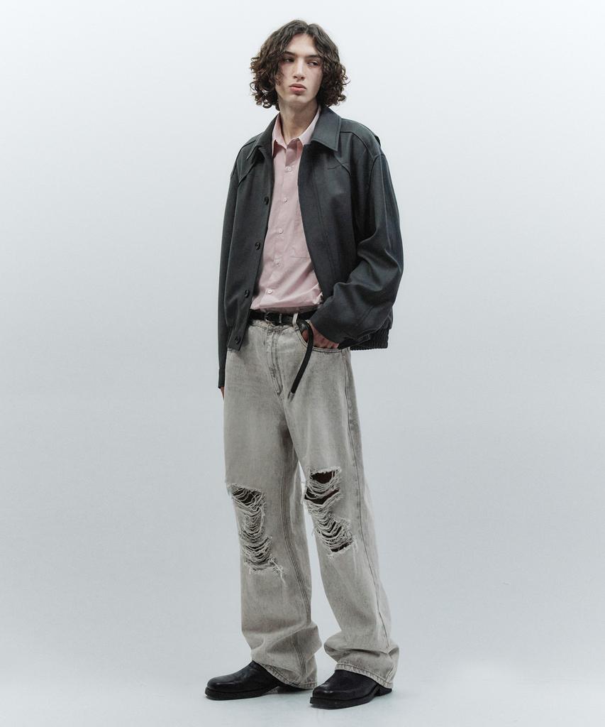 Insilence Origami Stitch Wool Jacket Blue Grey