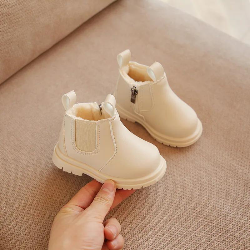 

Vintage Children Snow Boots Black White Pink Platform Kids Fur Boots for Girls Baby Toddler Children Boys Shoes Keep Warm F10231 15 белый