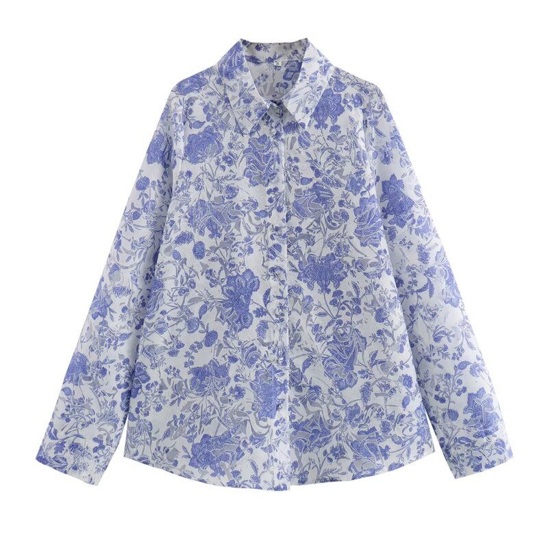 Fashion Style 2024 Summer New Women's Clothing Fashion All-Match Temperament Long Sleeve Print Shirt 2492054 044
