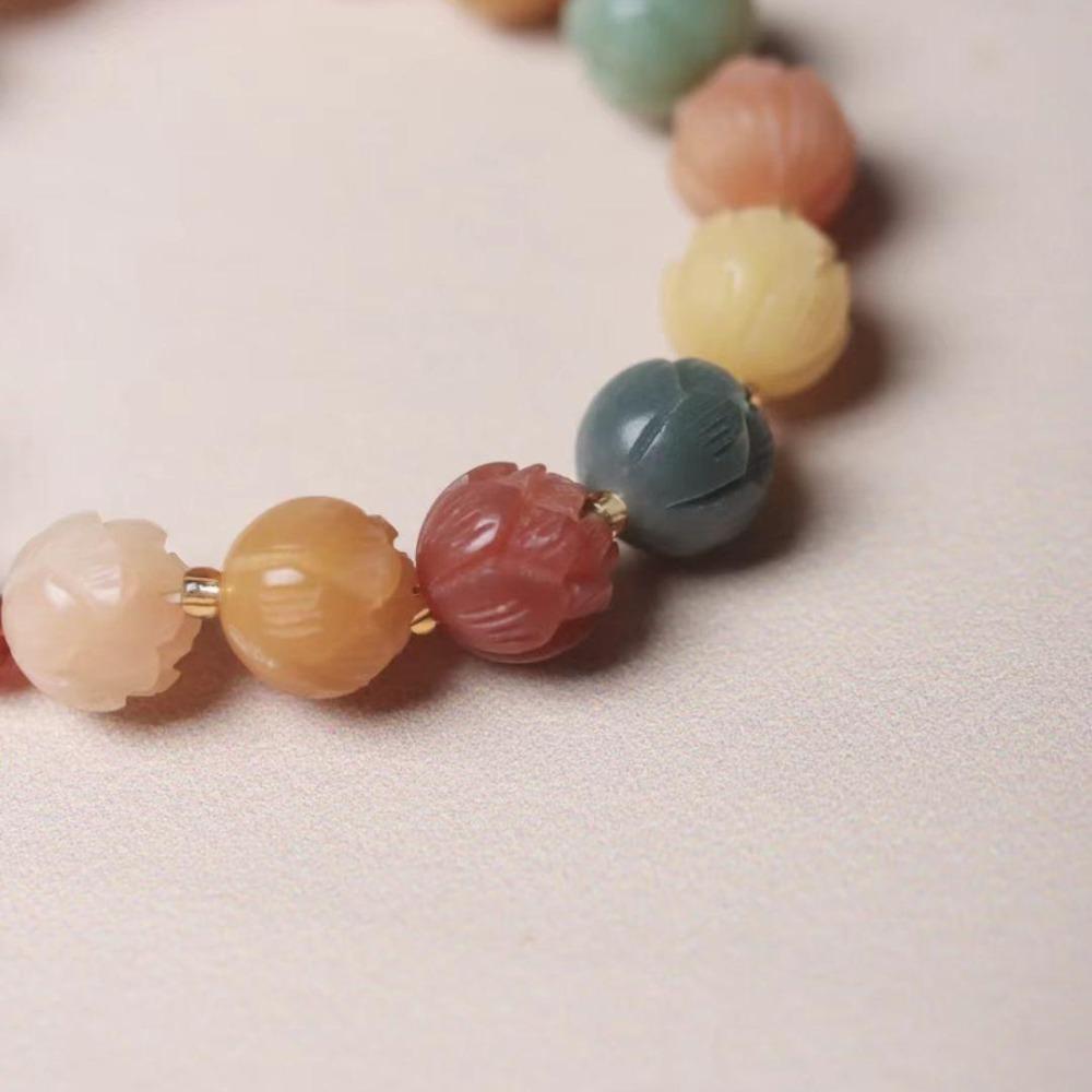Schritt für Schritt Lotus Weiß Jade Bodhi Wurzel Duobao Armband Damen Wenwan Buddha Perle Zubehör