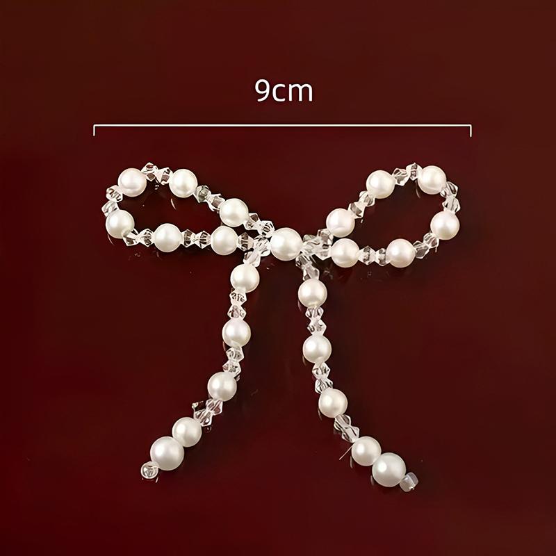 Vintage Crystal Bow Woven Pearl Double-Layer Bow Accessories Diy Clothing Shoes Hats And Accessories