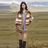 ELLE French Vintage Melange Casual Loose Versatile Long Sleeve Striped Cardigan Plush Knit Sweater Women Tops EZ53471