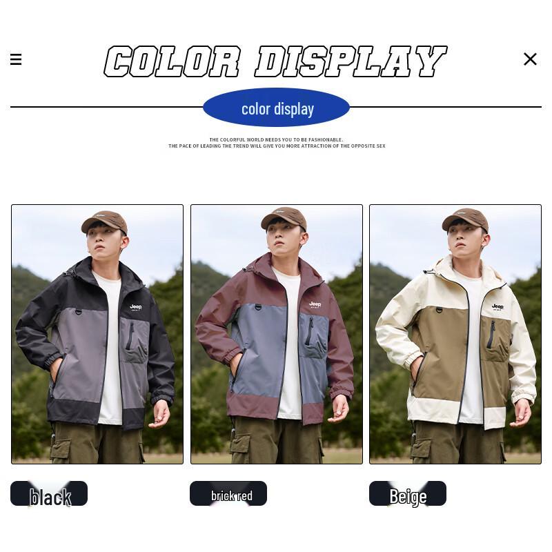 JEEP SPIRIT Men's Outdoor Hooded Windbreaker Jacket