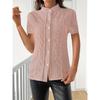 Summer New Fashion Women's Short-sleeved Stand-up Collar Top Lace Embroidered Temperament Commuter Shirt
