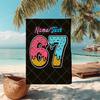 1PC Custom Name "Sprinkle Celebration 67" Beach Towel Highly Absorbent And Sand-Resistant Towel for Swimming, Pool, Yoga, And Travel Lightweight