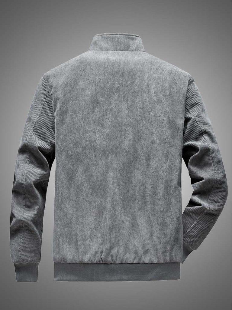 Men's Corduroy Stand Collar Jacket - Winter 2025. Warm Lambswool Lined, Casual Loose Fit Workwear.