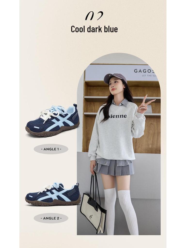 Augusdeng Damen Retro Blau Dicksohlige Weiche Trainingsschuhe 2025 - Herbst/Winter Kollektion.