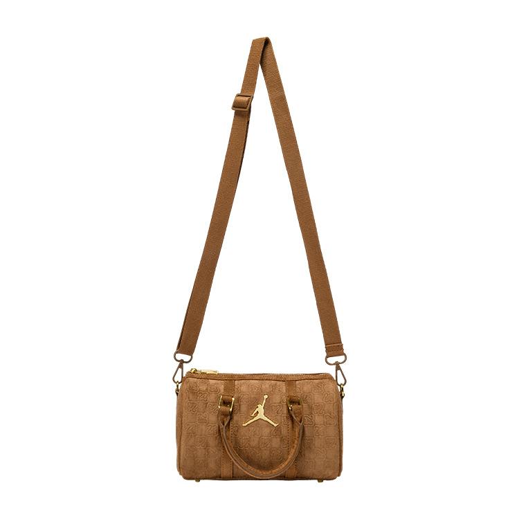Jordan Monogramm Serie Schachbrett Kunstwildleder Eimer Boston Tasche Unisex Taschen Hellbraun JD2533091AD-001